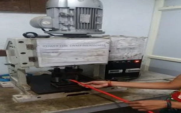 Power cable crimping machine.